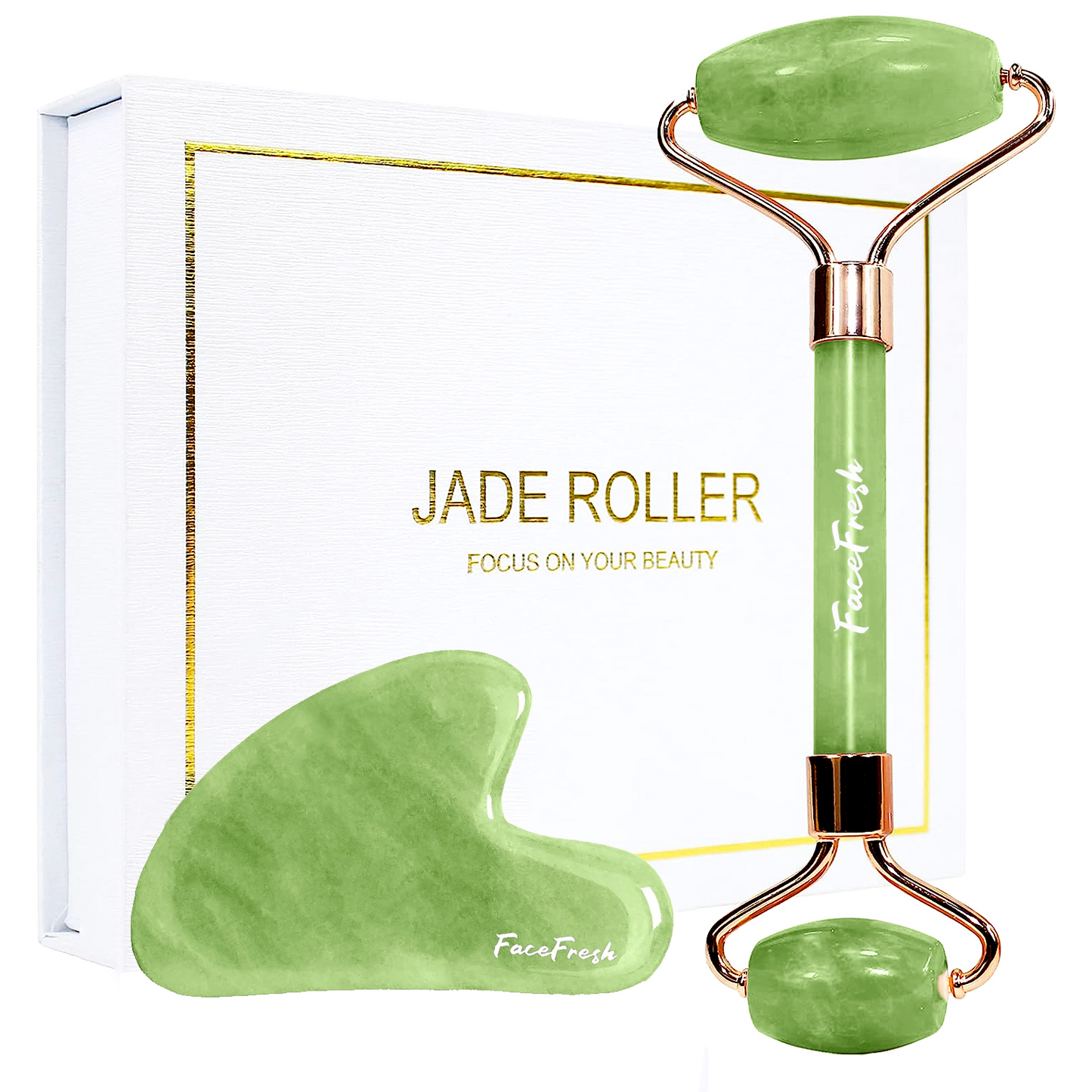 Gua Sha + Jade Roller Set, Face Slimming Bundle