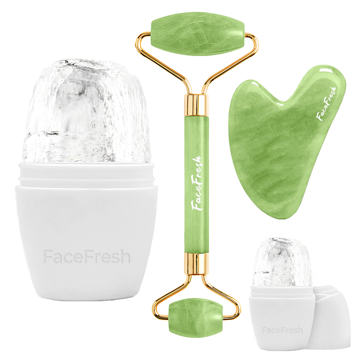 Face Slimming Set, Ice Massager, Gua Sha, and Jade Roller
